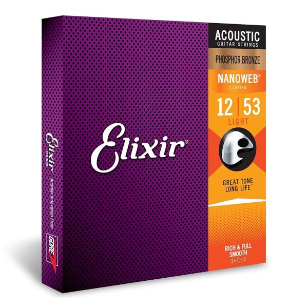 Elixir 16052 Nanoweb 80/20  Acoustic Guitar Strings 012-053