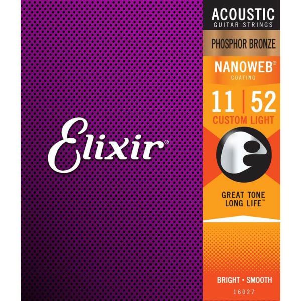 Elixir 16027 Nanoweb Acoustic Custom light 011-052 Phosphor Bronze