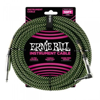 Ernie Ball 6077 Black/Green 3m Instrument Cable